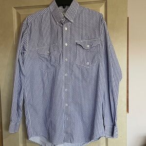 Roper Men's Blue and White Checkered Shirt